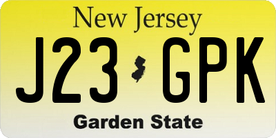 NJ license plate J23GPK