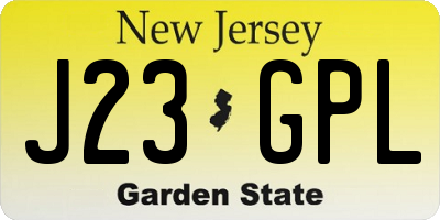 NJ license plate J23GPL