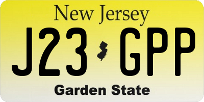 NJ license plate J23GPP