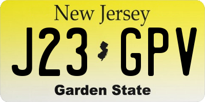 NJ license plate J23GPV
