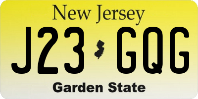 NJ license plate J23GQG