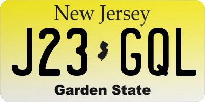 NJ license plate J23GQL