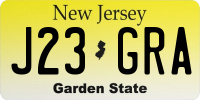 NJ license plate J23GRA