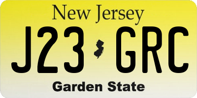 NJ license plate J23GRC