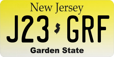 NJ license plate J23GRF