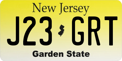 NJ license plate J23GRT
