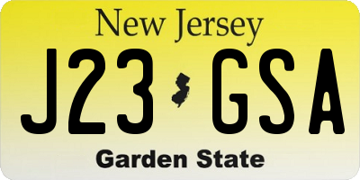 NJ license plate J23GSA