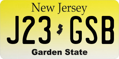 NJ license plate J23GSB