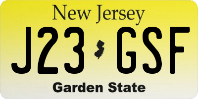 NJ license plate J23GSF