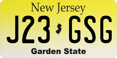 NJ license plate J23GSG