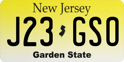 NJ license plate J23GSO