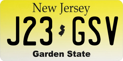 NJ license plate J23GSV