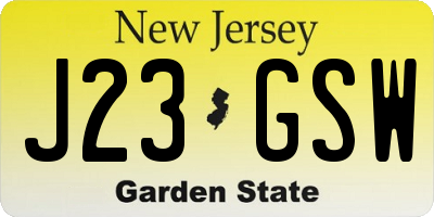 NJ license plate J23GSW