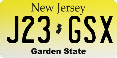 NJ license plate J23GSX