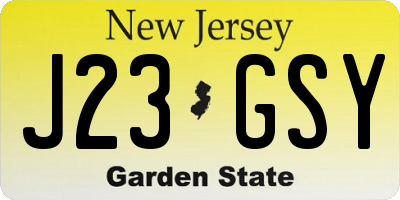 NJ license plate J23GSY