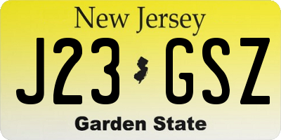 NJ license plate J23GSZ