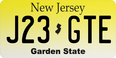 NJ license plate J23GTE