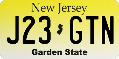 NJ license plate J23GTN