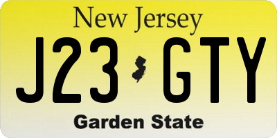 NJ license plate J23GTY