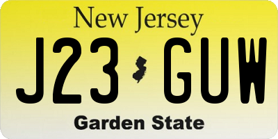 NJ license plate J23GUW