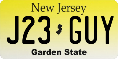 NJ license plate J23GUY