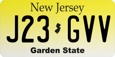NJ license plate J23GVV