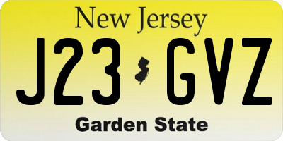 NJ license plate J23GVZ