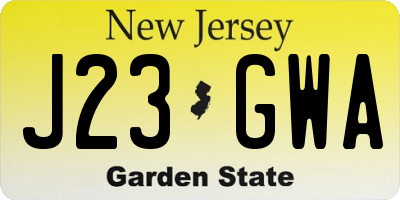 NJ license plate J23GWA