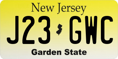 NJ license plate J23GWC