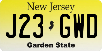 NJ license plate J23GWD