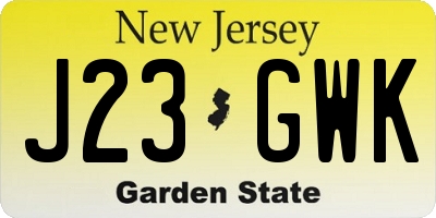 NJ license plate J23GWK