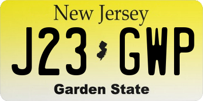 NJ license plate J23GWP
