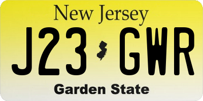 NJ license plate J23GWR