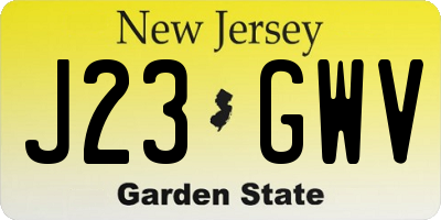 NJ license plate J23GWV