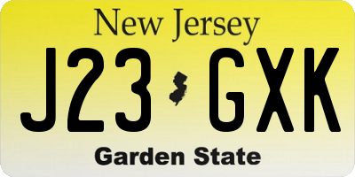 NJ license plate J23GXK