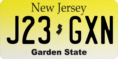 NJ license plate J23GXN