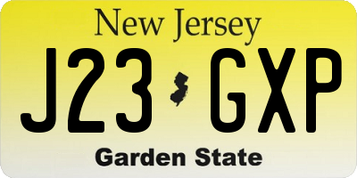 NJ license plate J23GXP