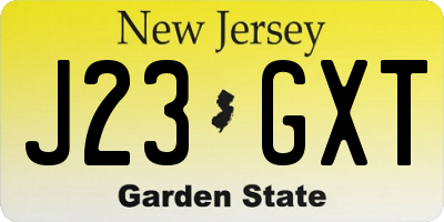 NJ license plate J23GXT