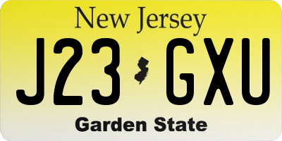 NJ license plate J23GXU
