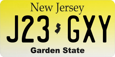 NJ license plate J23GXY