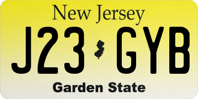 NJ license plate J23GYB