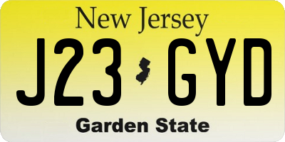 NJ license plate J23GYD