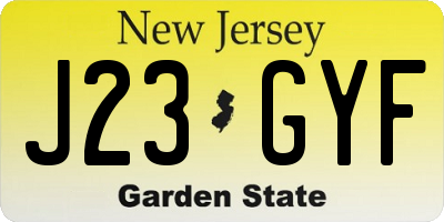NJ license plate J23GYF