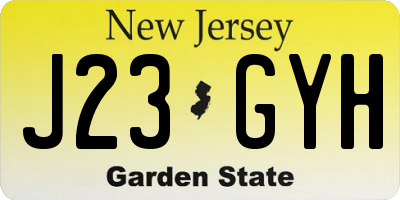 NJ license plate J23GYH