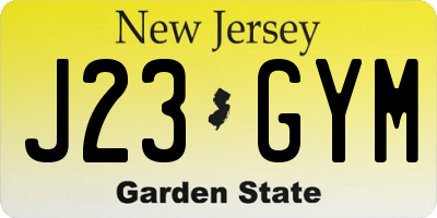 NJ license plate J23GYM