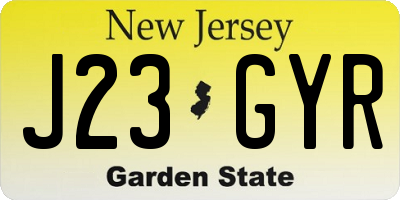 NJ license plate J23GYR