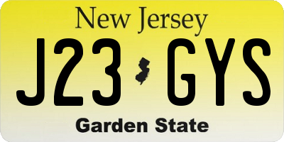 NJ license plate J23GYS
