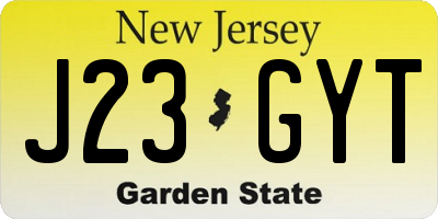 NJ license plate J23GYT