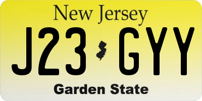 NJ license plate J23GYY