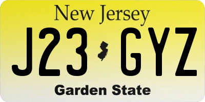 NJ license plate J23GYZ